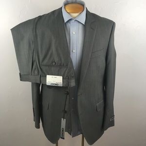 New dkny 2 piece men’s suit light grey slim fit wool 40r 2 button nwt ea0044